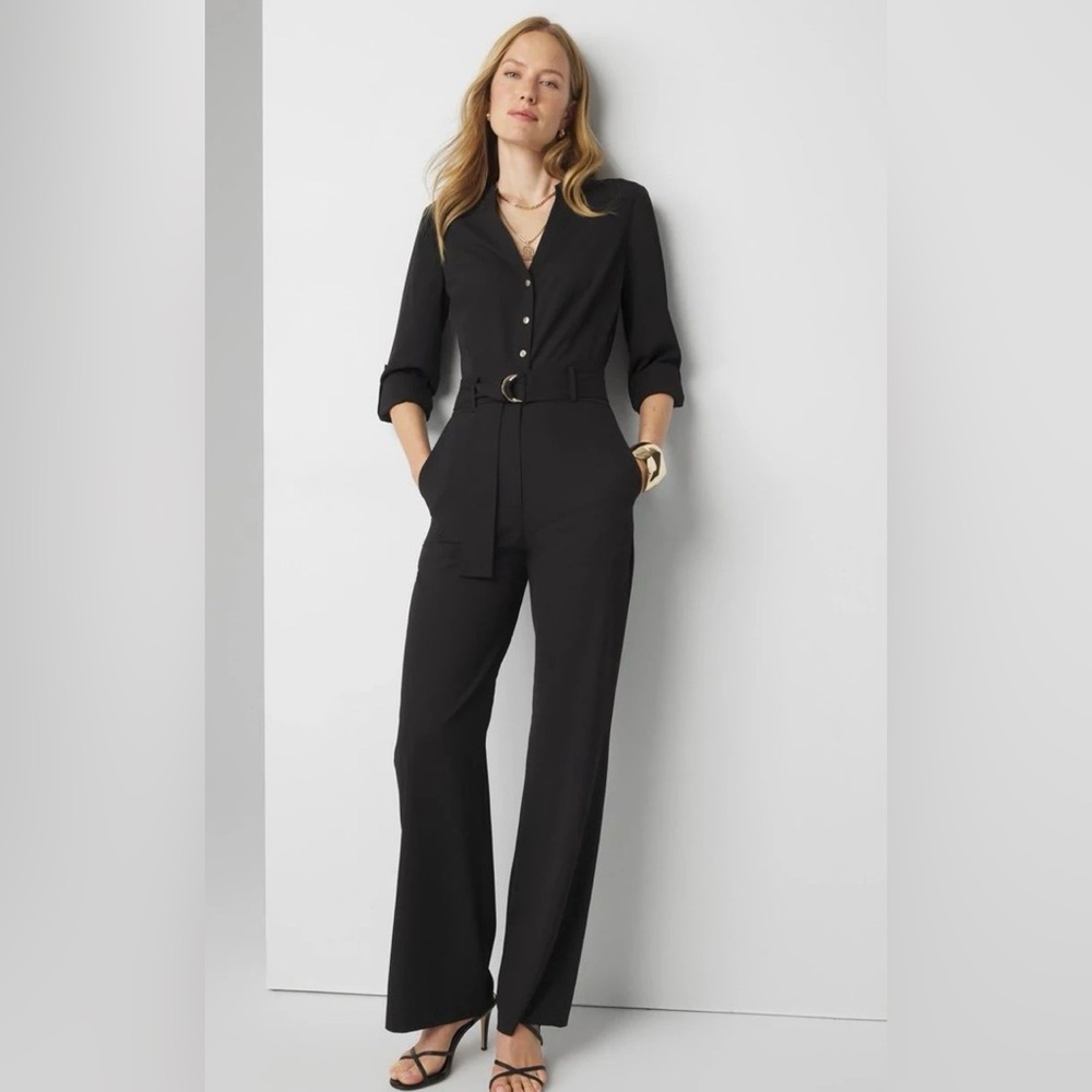 White House Black Market 🆕 Black Belted Jumpsuit size 4